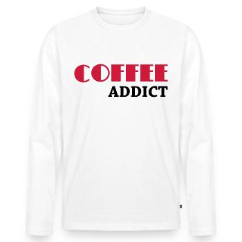 Coffee Addict - Männer Premium Bio Langarmshirt - Weiß - Vorne - Nico (187cm)