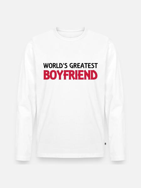 World's greatest boyfriend - Männer Premium Bio Langarmshirt - Weiß