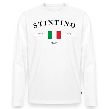Stintino Italien Koordinaten Reise Souvenir Urlaub - Männer Premium Bio Langarmshirt - Weiß - Vorne - Nico (187cm)