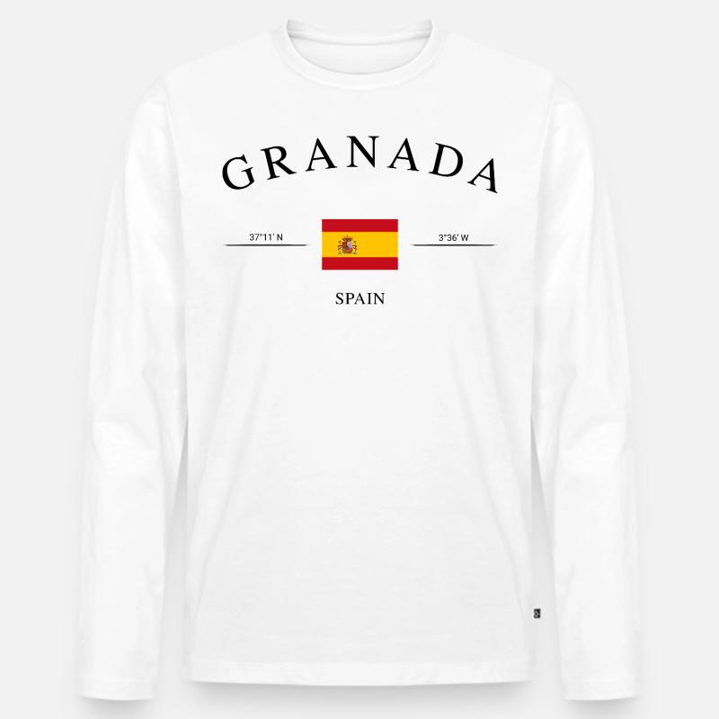 Granada Spanien – Urlaub Souvenir & Geschenk - Männer Premium Bio Langarmshirt - Weiß