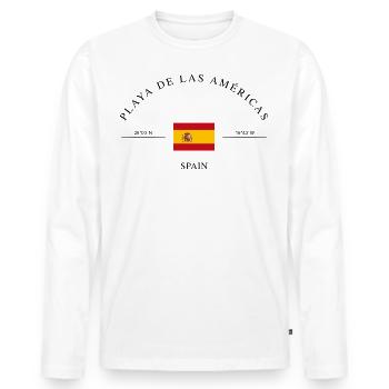 Playa de las Américas – Holiday Souvenir & Gift - Men's Premium Organic Long Sleeve Shirt - white - Front - Nico (187cm)