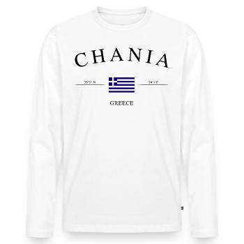 Chania Griechenland – Urlaub Souvenir & Geschenk - Männer Premium Bio Langarmshirt - Weiß - Vorne - Nico (187cm)