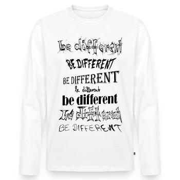 be different, sei anders, du bist einzigartig - Männer Premium Bio Langarmshirt - Weiß - Vorne - Nico (187cm)