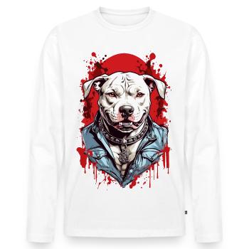 Dog breed Pitbulls - Men's Premium Organic Long Sleeve Shirt - white - Front - Nico (187cm)