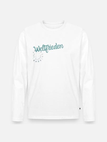 Weltfrieden - Männer Premium Bio Langarmshirt - Weiß