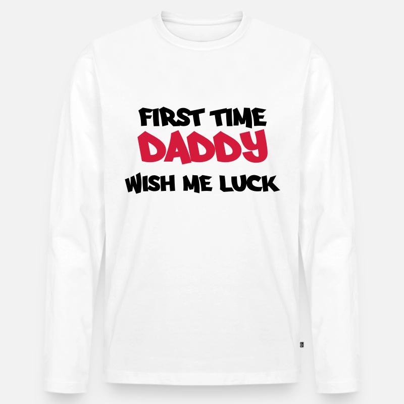 First time Daddy - Männer Premium Bio Langarmshirt - Weiß