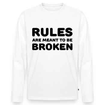Rules are meant to be broken - Männer Premium Bio Langarmshirt - Weiß - Vorne - Nico (187cm)