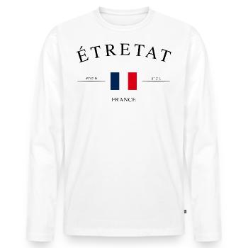 Étretat France – Holiday Souvenir & Gift - Men's Premium Organic Long Sleeve Shirt - white - Front - Nico (187cm)