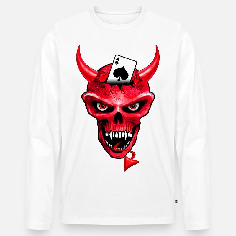 poker skull design - Männer Premium Bio Langarmshirt - Weiß
