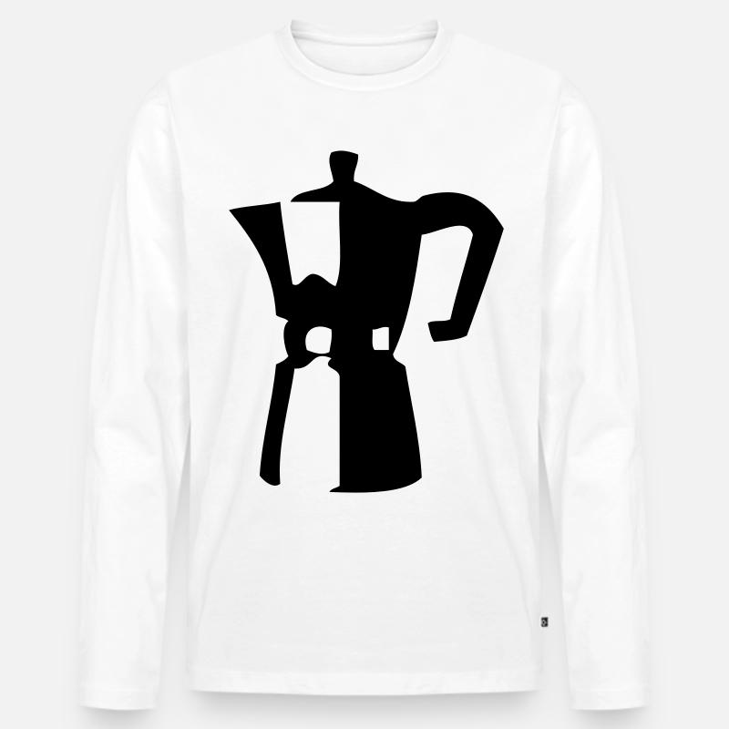 espresso - Männer Premium Bio Langarmshirt - Weiß