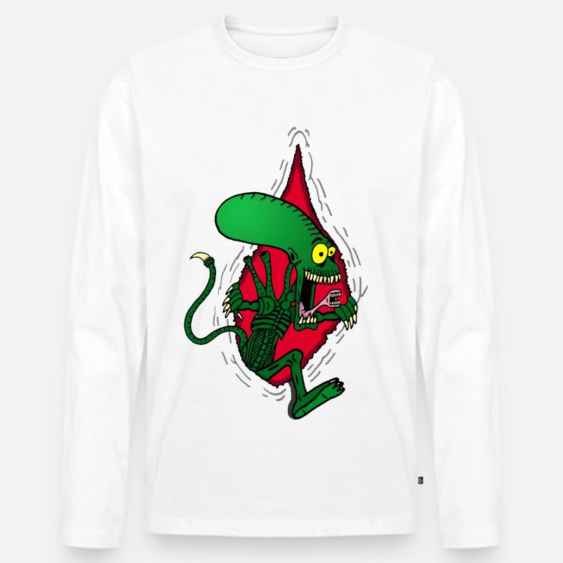 Alien Alien Monster - Männer Premium Bio Langarmshirt - Weiß