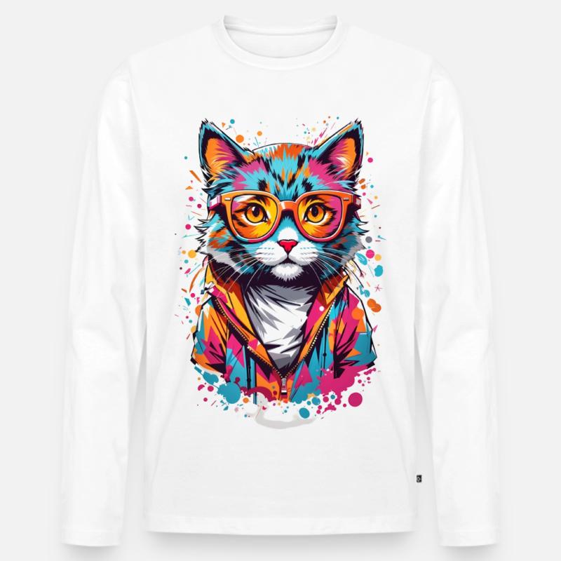 Süße Katze - Männer Premium Bio Langarmshirt - Weiß