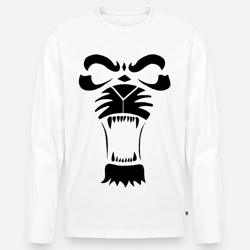Raublöwe oder Tiger (Schwarz) - Männer Premium Bio Langarmshirt - Weiß