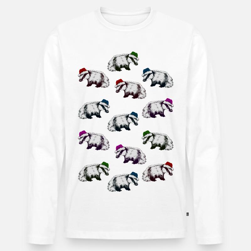 WEIHNACHTSDACHSE - Männer Premium Bio Langarmshirt - Weiß
