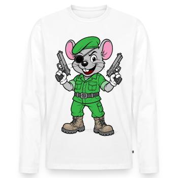 Bewaffneter Maus-Ranger - Männer Premium Bio Langarmshirt - Weiß - Vorne - Nico (187cm)