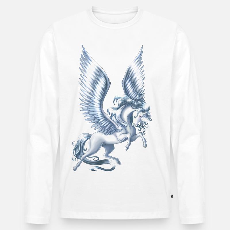 Pegasus Schwimmdock - Männer Premium Bio Langarmshirt - Weiß