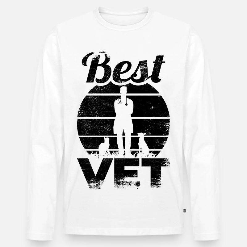 Bester Tiermediziner - Männer Premium Bio Langarmshirt - Weiß
