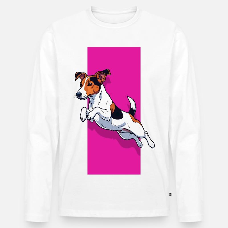 Jack Russell Terrier Wirbelwind - Männer Premium Bio Langarmshirt - Weiß