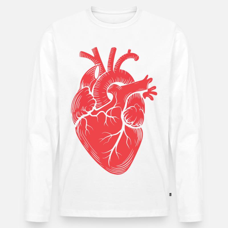 Anatomisches Herz Motiv Rot - Männer Premium Bio Langarmshirt - Weiß