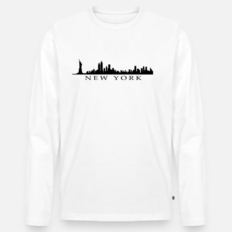 New York - Männer Premium Bio Langarmshirt - Weiß