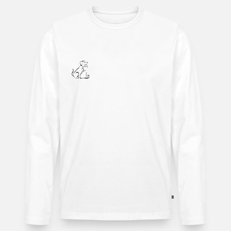 Katzenhund - Männer Premium Bio Langarmshirt - Weiß
