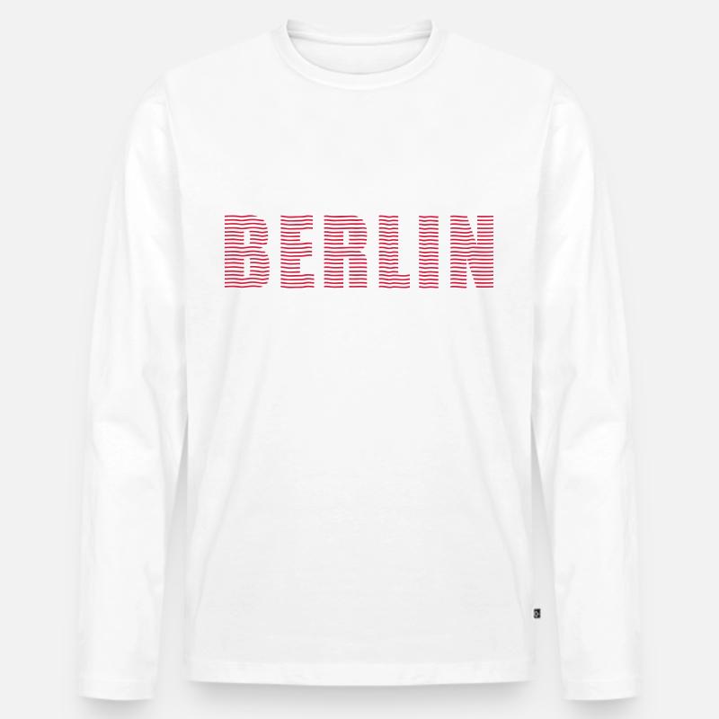 Berlin Linienschrift - Männer Premium Bio Langarmshirt - Weiß
