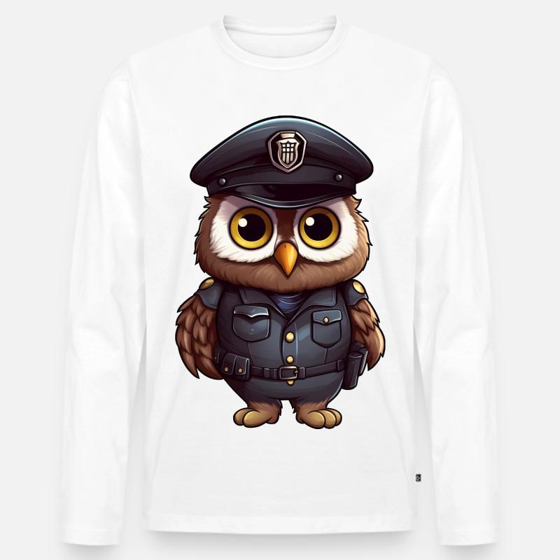 Eulen Polizei - Männer Premium Bio Langarmshirt - Weiß