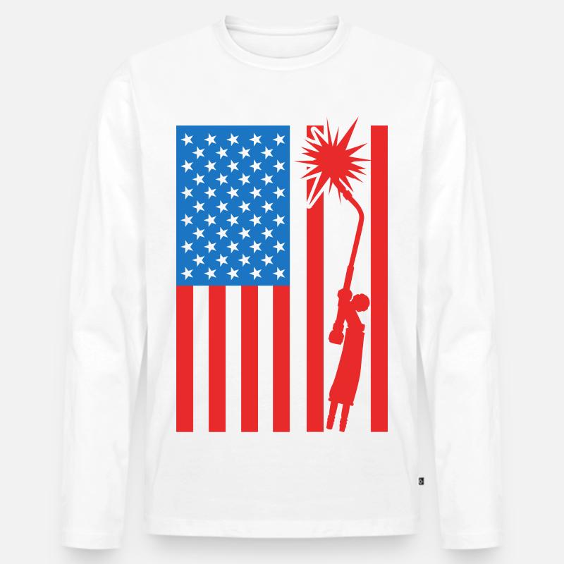 USA Schweißer - Männer Premium Bio Langarmshirt - Weiß