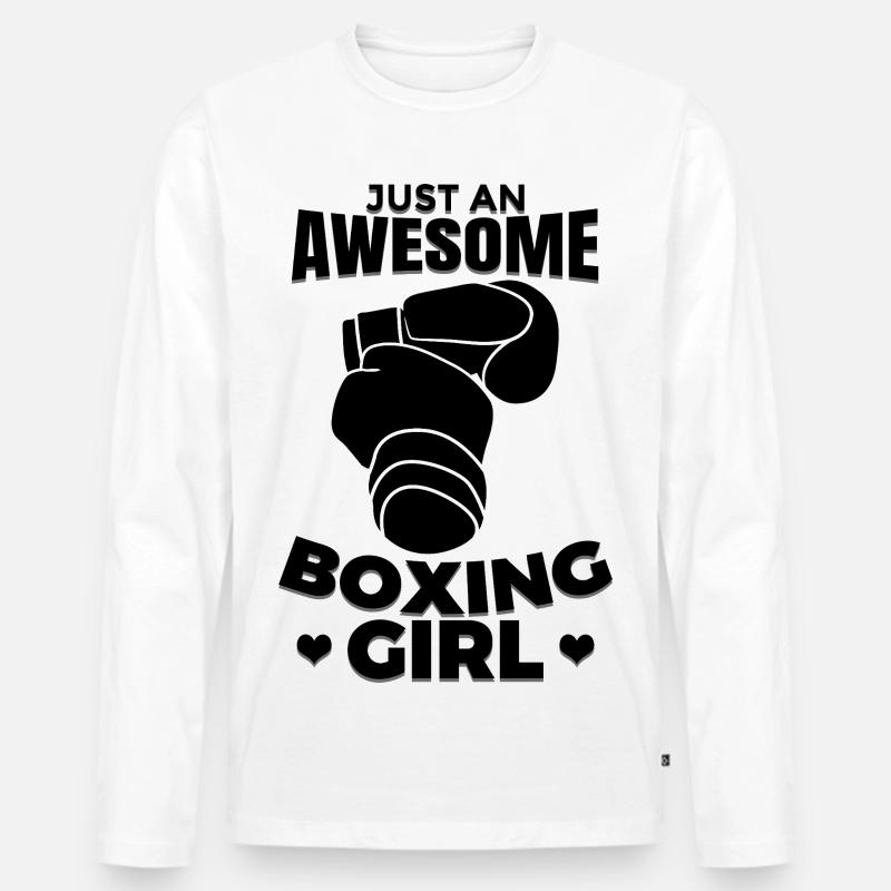 Boxer Mädchen - Männer Premium Bio Langarmshirt - Weiß