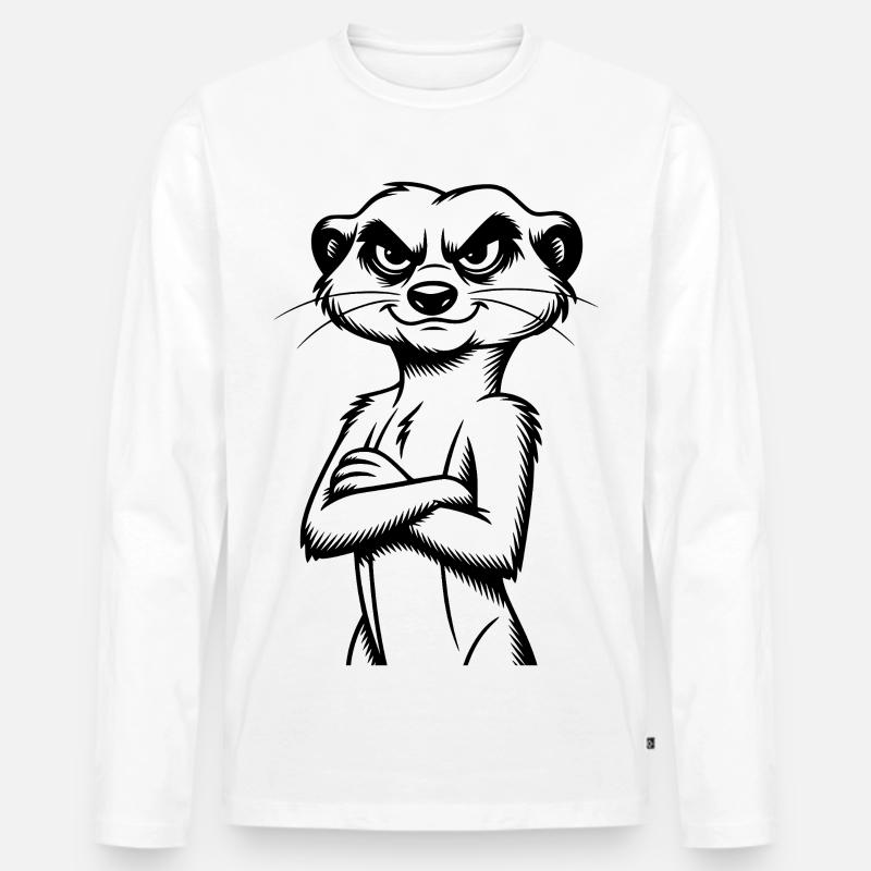 Erdmännchen - Männer Premium Bio Langarmshirt - Weiß