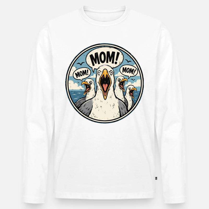 Mama! Der Möwenschrei: Elternhumor - Männer Premium Bio Langarmshirt - Weiß