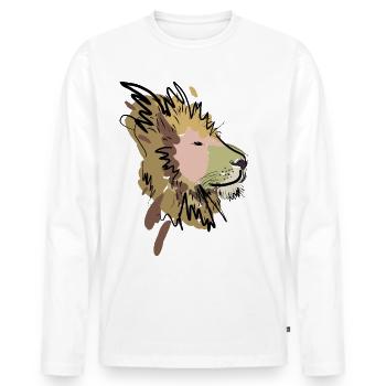 Lion - T-shirt manches longues Premium bio Homme - blanc - Devant - Nico (187cm)