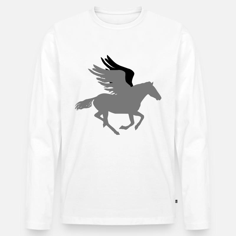 pegasus - Männer Premium Bio Langarmshirt - Weiß