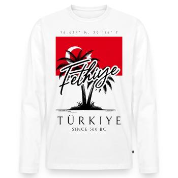 Fethiye Palmen Türkei Flagge Reise Souvenir - Männer Premium Bio Langarmshirt - Weiß - Vorne - Nico (187cm)