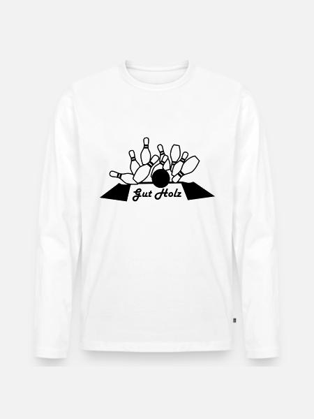 kegeln - Männer Premium Bio Langarmshirt - Weiß