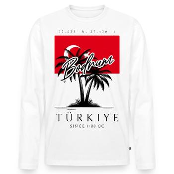 Bodrum Palmen Türkei Flagge Reise Souvenir - Männer Premium Bio Langarmshirt - Weiß - Vorne - Nico (187cm)
