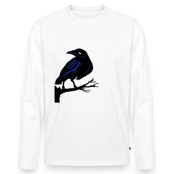 Rabe auf einem Baum Krähe Vogel Baum - Männer Premium Bio Langarmshirt - Weiß - Vorne - Nico (187cm)