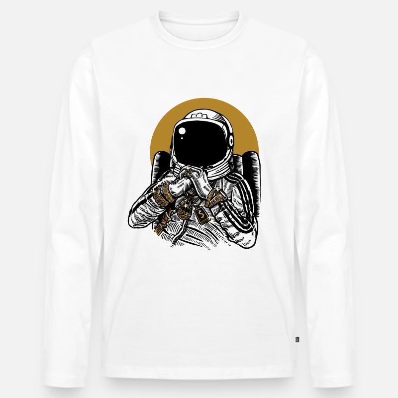 Space Dee Jay - Männer Premium Bio Langarmshirt - Weiß