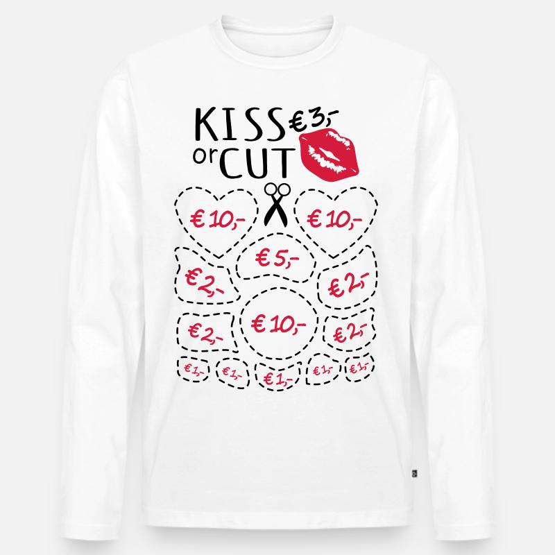 Junggesellenabschied Küssen oder Ausschneiden - Männer Premium Bio Langarmshirt - Weiß