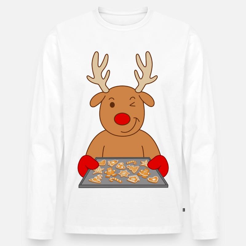 Biscuits de Noël de renne Biscuits de cuisson T-shirt manches longues Premium bio Homme