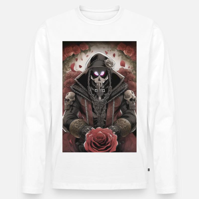 Totenkopf Mann - Männer Premium Bio Langarmshirt - Weiß