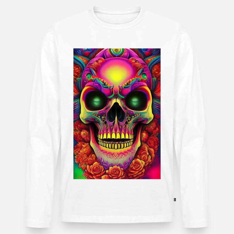 Abstrakte Totenkopf - Männer Premium Bio Langarmshirt - Weiß