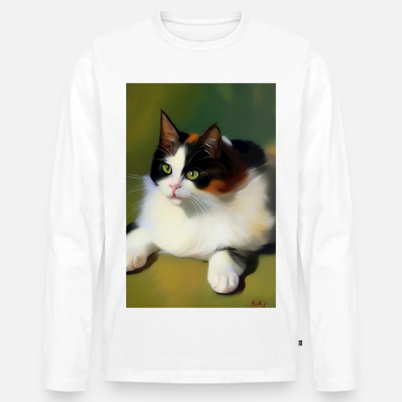 Katzen Bild - Männer Premium Bio Langarmshirt - Weiß