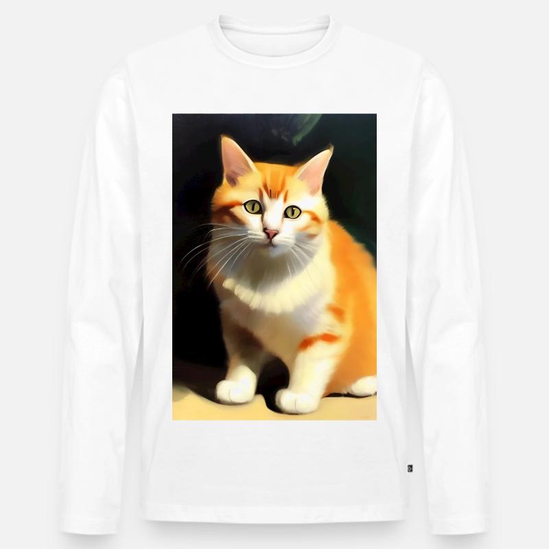 Katzen Bild - Männer Premium Bio Langarmshirt - Weiß