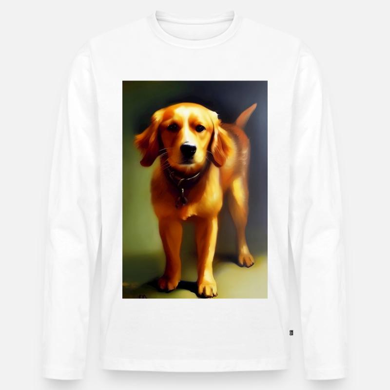 Hunde Bild - Männer Premium Bio Langarmshirt - Weiß