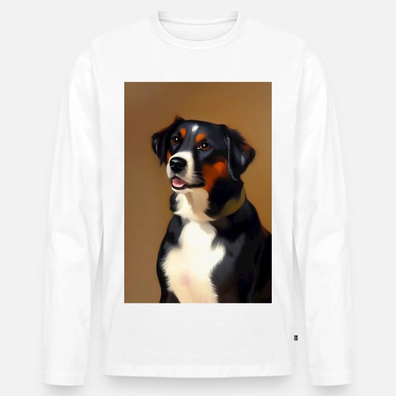 Hunde Bild - Männer Premium Bio Langarmshirt - Weiß