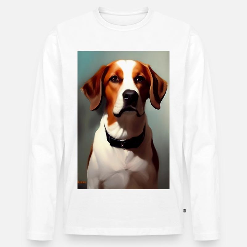 Hunde Bild - Männer Premium Bio Langarmshirt - Weiß