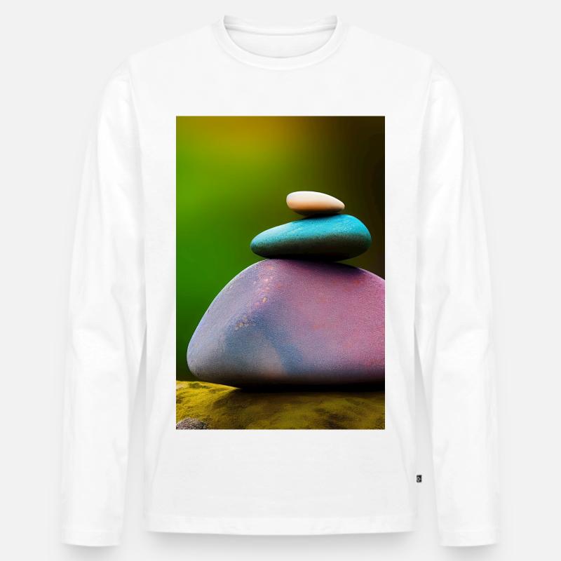 Bunte Steine - Männer Premium Bio Langarmshirt - Weiß