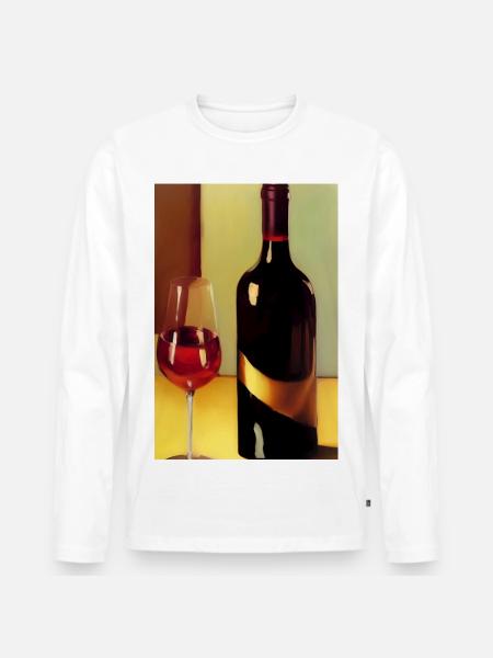 Wein Trinker - Männer Premium Bio Langarmshirt - Weiß