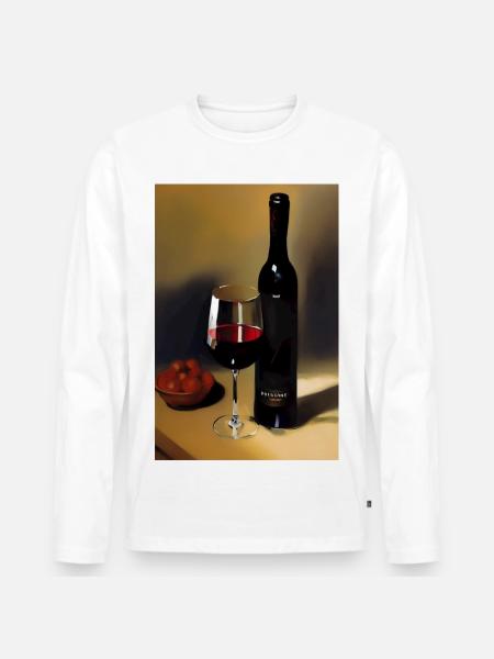 Wein Trinker - Männer Premium Bio Langarmshirt - Weiß